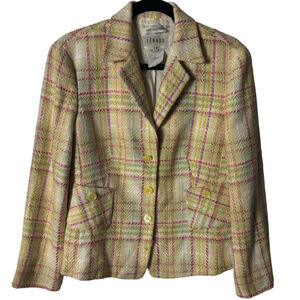 Féraud Silk Blend Plaid Blazer Jacket size 10